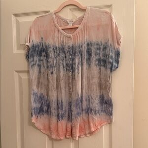Intro. Pink and Blue Tie-Dye Button-Down Shirt